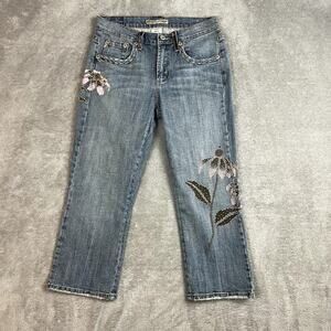 Vintage Cavaricci Capri Jeans Womens 8 Floral Beaded Embellished Y2K